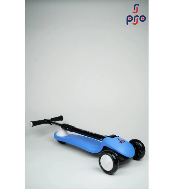 PRO Toys Işık/Ledli Üç Teker Yükseklik Ayarlanabilir ve Katlanabilir Fren Sistemli Çocuk Scooter | Mavi