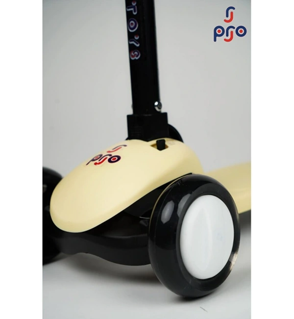 PRO Toys Işık/Ledli Üç Teker Yükseklik Ayarlanabilir ve Katlanabilir Fren Sistemli Çocuk Scooter | Sarı