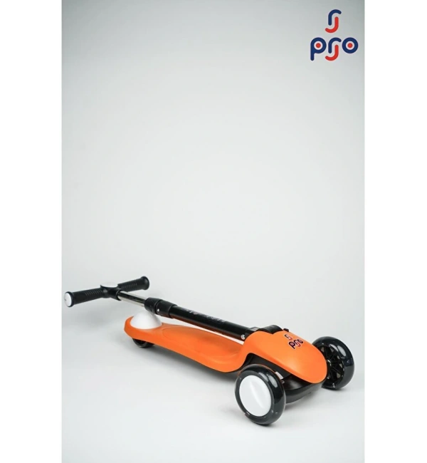 PRO Toys Işık/Ledli Üç Teker Yükseklik Ayarlanabilir ve Katlanabilir Fren Sistemli Çocuk Scooter | Turuncu