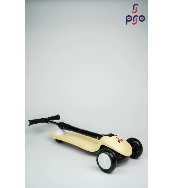 PRO Toys Işık/Ledli Üç Teker Yükseklik Ayarlanabilir ve Katlanabilir Fren Sistemli Çocuk Scooter | Sarı
