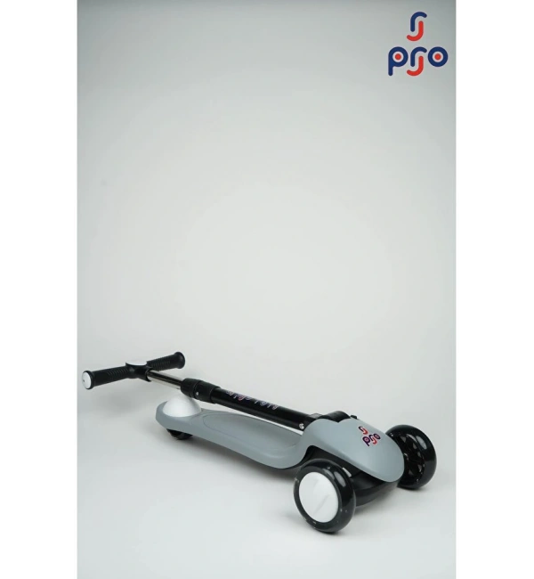 PRO Toys Işık/Ledli Üç Teker Yükseklik Ayarlanabilir ve Katlanabilir Fren Sistemli Çocuk Scooter | Gri