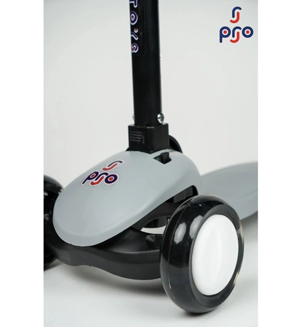 PRO Toys Işık/Ledli Üç Teker Yükseklik Ayarlanabilir ve Katlanabilir Fren Sistemli Çocuk Scooter | Gri