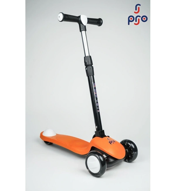 PRO Toys Işık/Ledli Üç Teker Yükseklik Ayarlanabilir ve Katlanabilir Fren Sistemli Çocuk Scooter | Turuncu