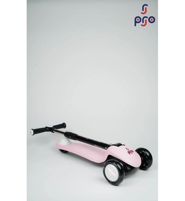 PRO Toys Işık/Ledli Üç Teker Yükseklik Ayarlanabilir ve Katlanabilir Fren Sistemli Çocuk Scooter | Pudra