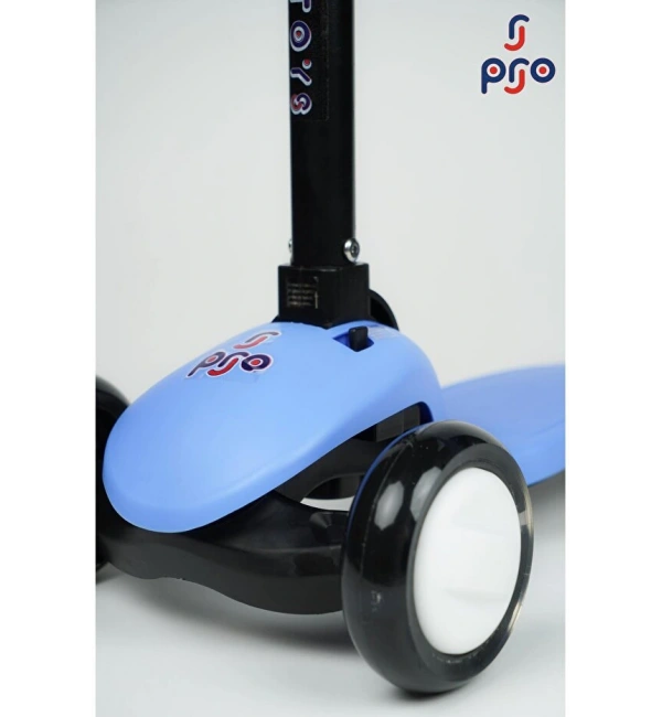 PRO Toys Işık/Ledli Üç Teker Yükseklik Ayarlanabilir ve Katlanabilir Fren Sistemli Çocuk Scooter | Mavi