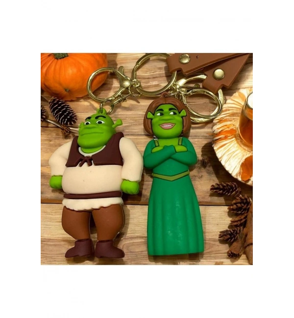 Shrek ve Prenses Fiona 2li 3D Anahtarlık Seti – Silikonlu Büyük Boy Çanta Süsü