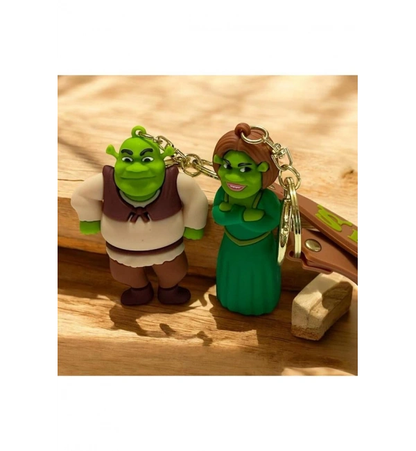 Shrek ve Prenses Fiona 2li 3D Anahtarlık Seti – Silikonlu Büyük Boy Çanta Süsü