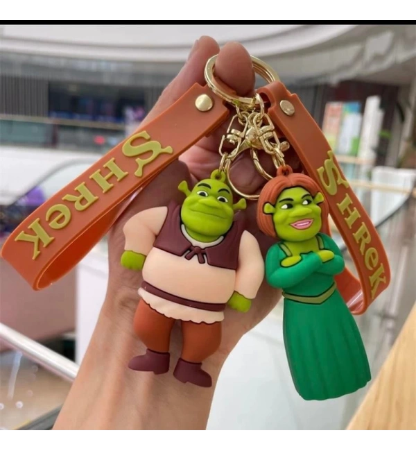 Shrek ve Prenses Fiona 2li 3D Anahtarlık Seti – Silikonlu Büyük Boy Çanta Süsü