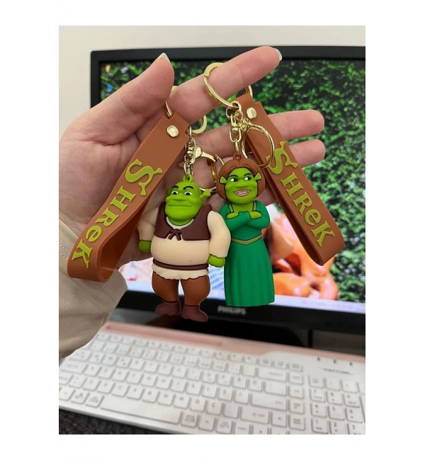 Shrek ve Prenses Fiona 2li 3D Anahtarlık Seti – Silikonlu Büyük Boy Çanta Süsü