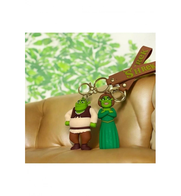 Shrek ve Prenses Fiona 2li 3D Anahtarlık Seti – Silikonlu Büyük Boy Çanta Süsü