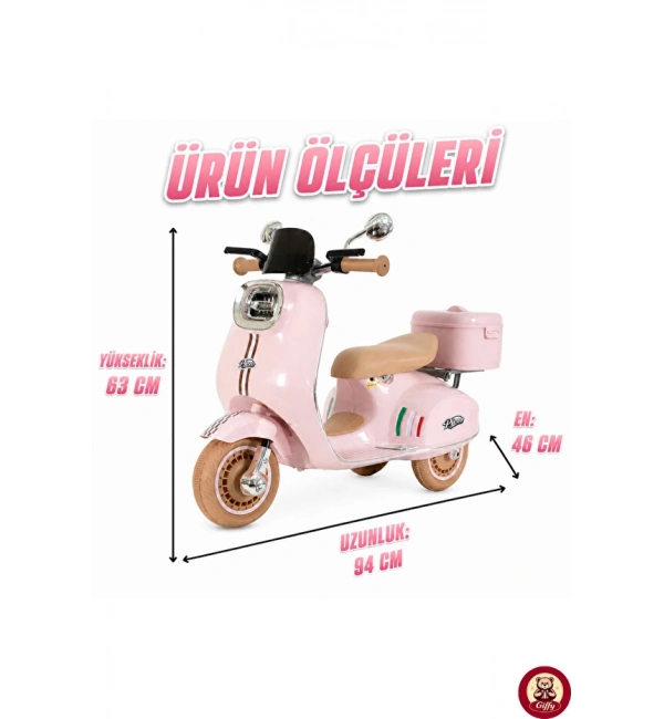 Vespera Pierro Akülü 6v Motor | Pembe