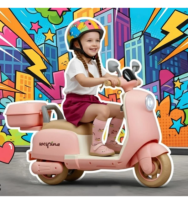 Wespina 3 Tekerlekli Kumandalı Akülü Motor 6V | Pembe