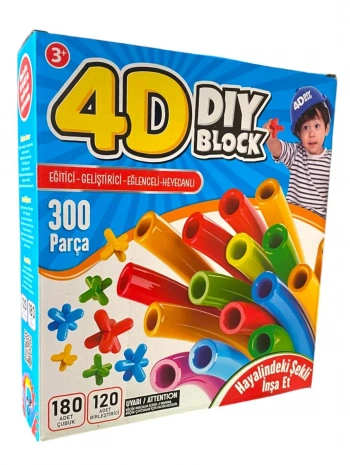 4D Diy Block Bambu Çubuklar Kutulu Zeka Ve Hayal Gücü Eğitici Oyuncak (300 Parça )