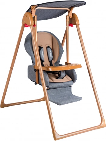 Babyklas Gold Mama Sandalyeli Bebek Salıncağı | Çok Fonksiyonlu Çocuk Salıncağı | Gri