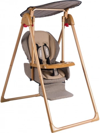 Babyklas Gold Mama Sandalyeli Bebek Salıncağı | Çok Fonksiyonlu Çocuk Salıncağı | Kahve
