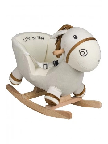 Ahşap Ayaklı Peluş Oyuncak Sallanan Eşek | Krem