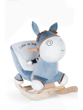 Ahşap Ayaklı Peluş Oyuncak Sallanan Eşek | Mavi