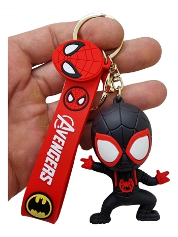 Black Spiderman Avangers Silikonlu 3D Anahtarlık Silikonlu Büyük Boy Çanta Süsü