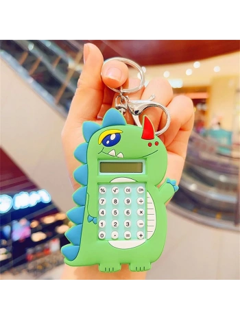Hesap Makinesi Dino Mini Anahtarlıklı Labirent Oyunlu / Haki