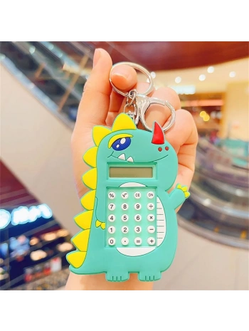 Hesap Makinesi Dino Mini Anahtarlıklı Labirent Oyunlu / Yeşil