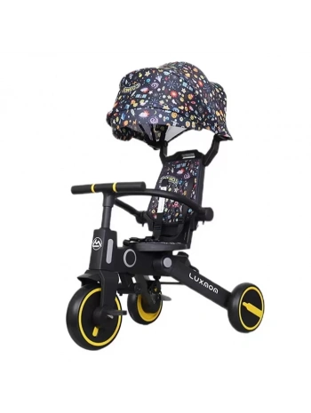 Katlanabilir Çift Yönlü Ebeveyn Kontrollü Çocuk Bisikleti | Figürlü Siyah