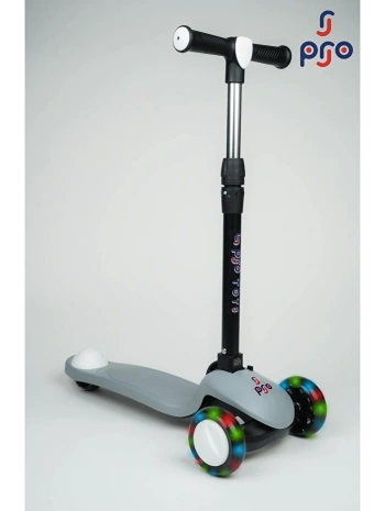 PRO Toys Işık/Ledli Üç Teker Yükseklik Ayarlanabilir ve Katlanabilir Fren Sistemli Çocuk Scooter | Gri