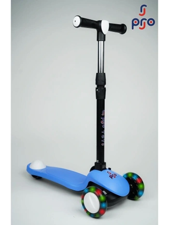 PRO Toys Işık/Ledli Üç Teker Yükseklik Ayarlanabilir ve Katlanabilir Fren Sistemli Çocuk Scooter | Mavi