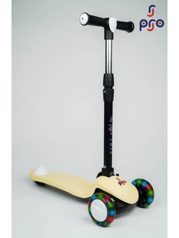 PRO Toys Işık/Ledli Üç Teker Yükseklik Ayarlanabilir ve Katlanabilir Fren Sistemli Çocuk Scooter | Sarı