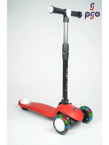 PRO Toys Işık/Ledli Üç Teker Yükseklik Ayarlanabilir ve Katlanabilir Fren Sistemli Çocuk Scooter | Kırmızı