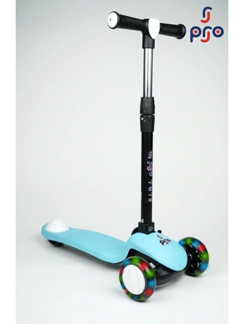 PRO Toys Işık/Ledli Üç Teker Yükseklik Ayarlanabilir ve Katlanabilir Fren Sistemli Çocuk Scooter | Turkuaz
