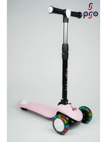 PRO Toys Işık/Ledli Üç Teker Yükseklik Ayarlanabilir ve Katlanabilir Fren Sistemli Çocuk Scooter | Pudra
