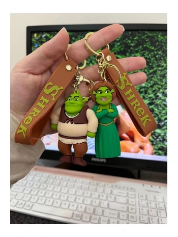 Shrek ve Prenses Fiona 2li 3D Anahtarlık Seti – Silikonlu Büyük Boy Çanta Süsü