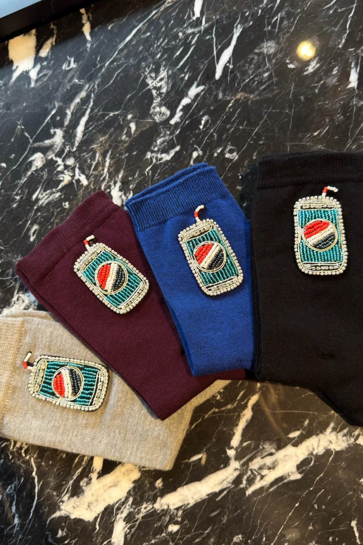 İçecek İşlemeli Cotton Çorap