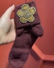 Edas Çiçek Taşlı Kısa Yün Çorap