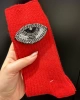 Edas Göz İşlemeli Kırmızı Yün Çorap