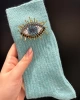 Edas Göz İşlemeli Mint Yeşili Yün Çorap