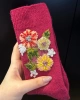 Eda’s Çiçek İşlemeli Fitilli Koyu Pembe Yün Çorap
