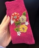 Eda’s Çiçek İşlemeli Koyu Pempe Yün Çorap