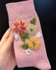 Eda’s Çiçek İşlemeli Açık Pembe Yün Çorap