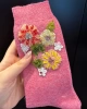 Eda’s Çiçek İşlemeli Pembe Yün Çorap