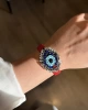 Kırmızı Damla Göz Örgü Bileklik