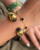 Çelik Gold Siyah Mini Yonca Bileklik (2)