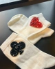 Kupa ve Sinek İşlemeli Cotton Beyaz Çorap