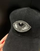 Edas Süet Taşlı Göz İşlemeli Siyah Kep Şapka