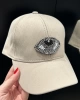 Edas Süet Taşlı Göz İşlemeli Bej Kep Şapka