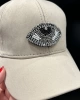 Edas Süet Taşlı Göz İşlemeli Bej Kep Şapka