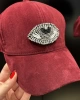 Edas Süet Taşlı Göz İşlemeli Bordo Kep Şapka