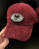 Edas Süet Taşlı Göz İşlemeli Bordo Kep Şapka
