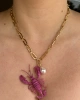 Pembe  Istakoz Gold Zincir  Kolye