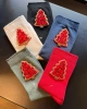 Kırmızı Yılbaşı Ağacı İşlemeli Cotton Çorap